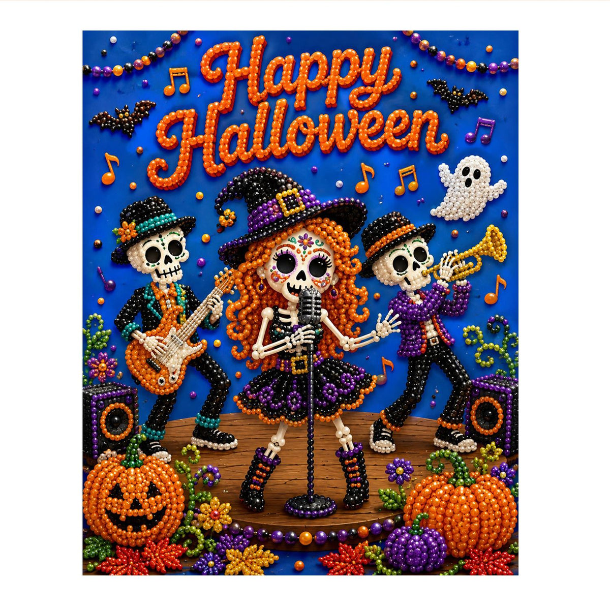 Witch Singer and Skeleton Band pearl painting – image 11