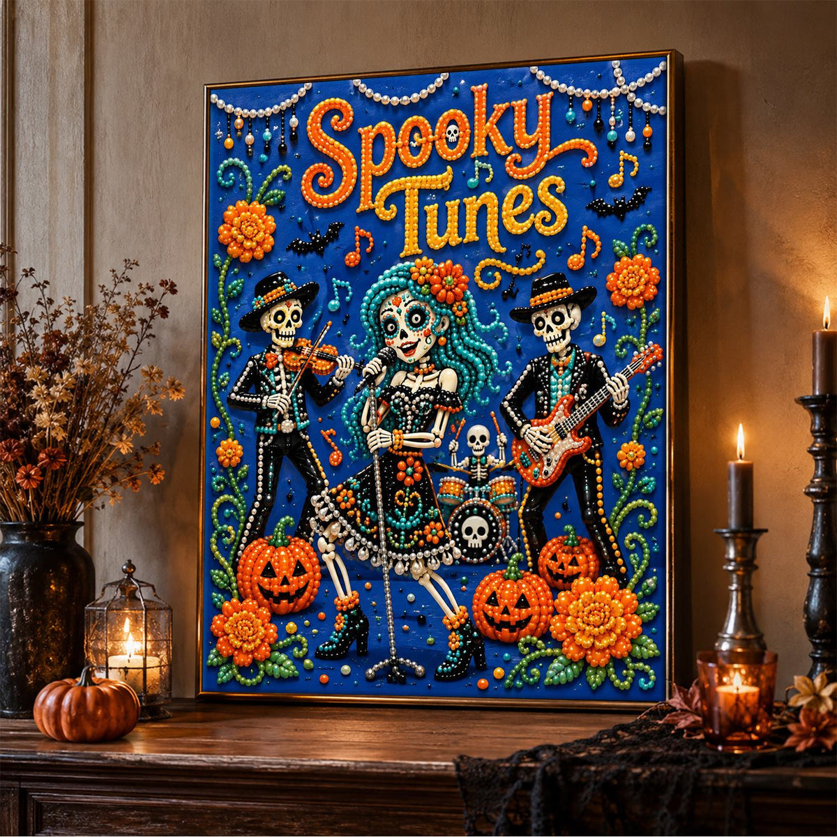 Skeleton Serenade with Fiddle pearl painting – image 5