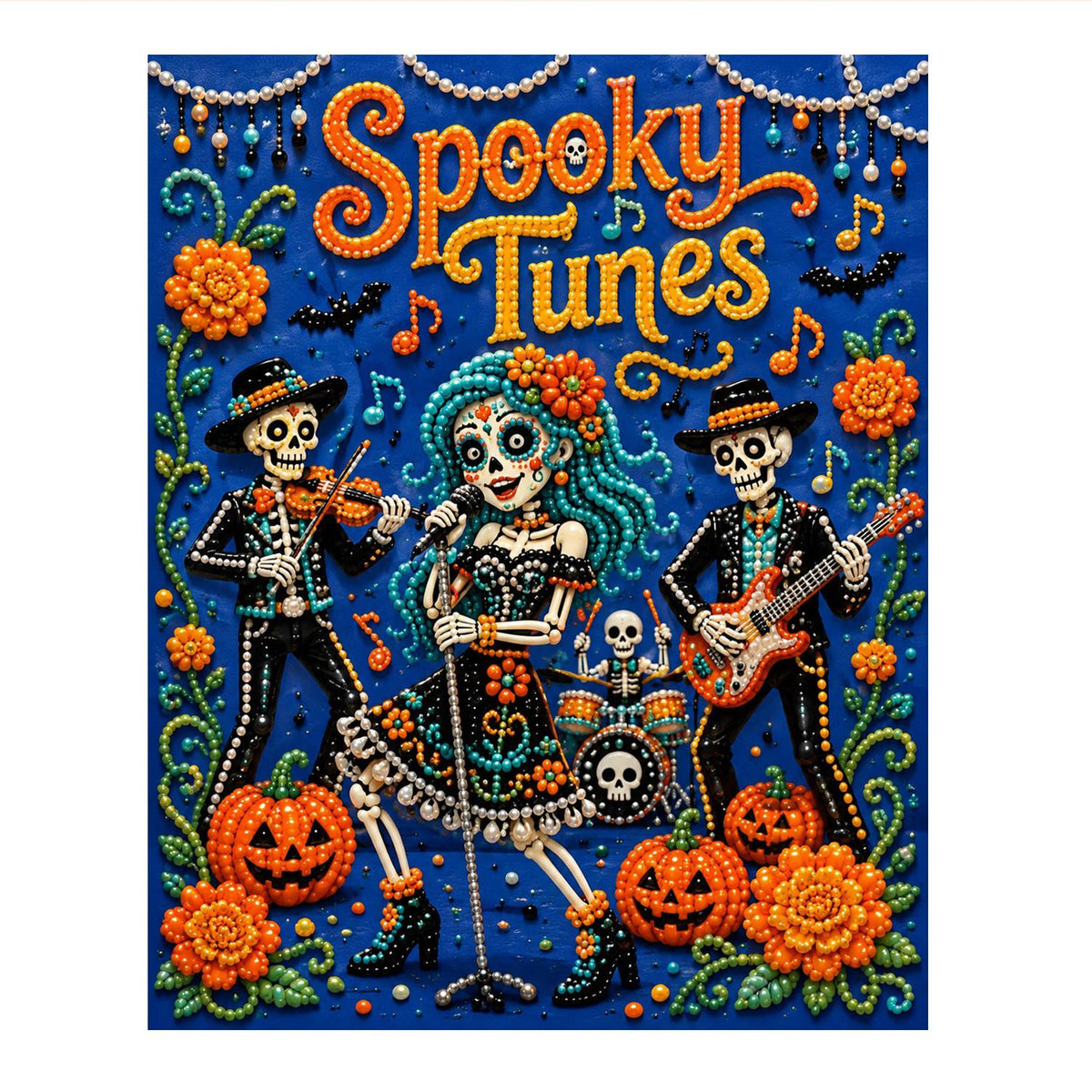 Skeleton Serenade with Fiddle pearl painting – image 11