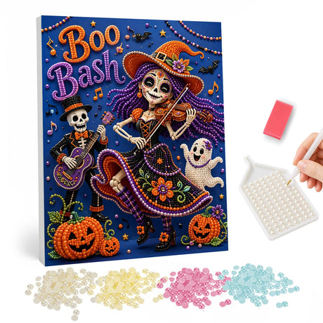 Halloween Skeleton Couple Boo Bash pearl painting – image 1