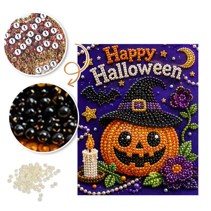Witch-Hat Pumpkin and Candle pearl painting – image 6