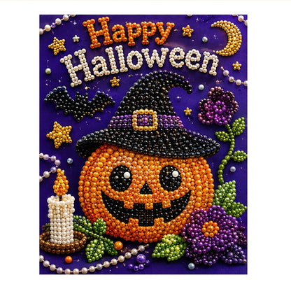 Witch-Hat Pumpkin and Candle pearl painting – image 11