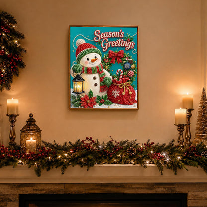 Lantern Snowman with a Gift Sack pearl painting – image 3