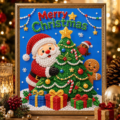 Santa Peeking Behind the Tree pearl painting – image 2
