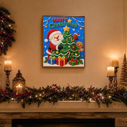 Santa Peeking Behind the Tree pearl painting – image 3