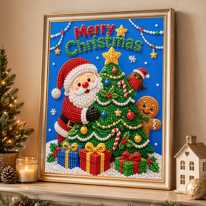 Santa Peeking Behind the Tree pearl painting – image 4