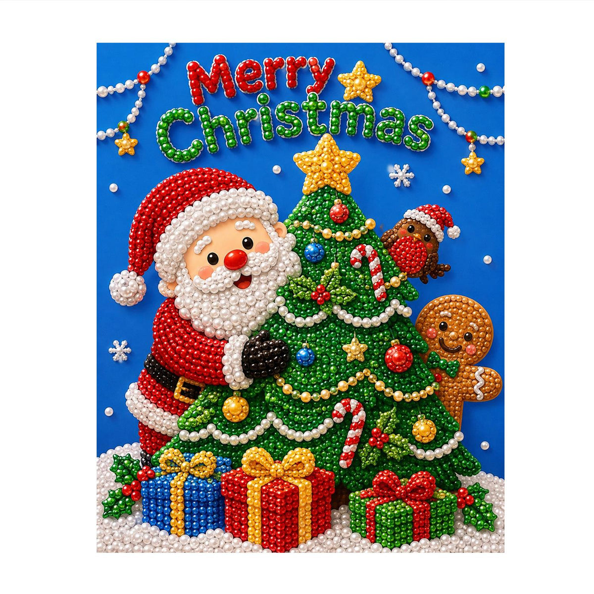 Santa Peeking Behind the Tree pearl painting – image 11