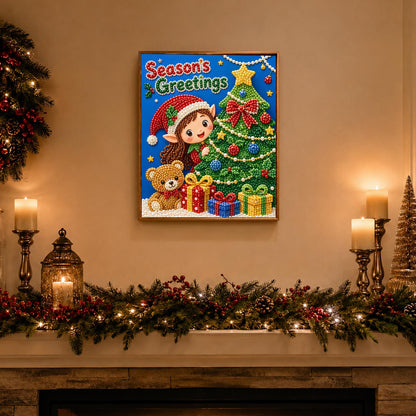 Little Elf and Teddy Bear pearl painting – image 3