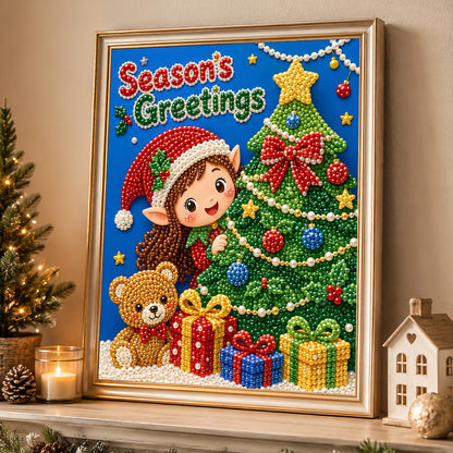 Little Elf and Teddy Bear pearl painting – image 4