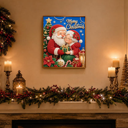 Santa and Mrs. Claus Embrace pearl painting – image 3