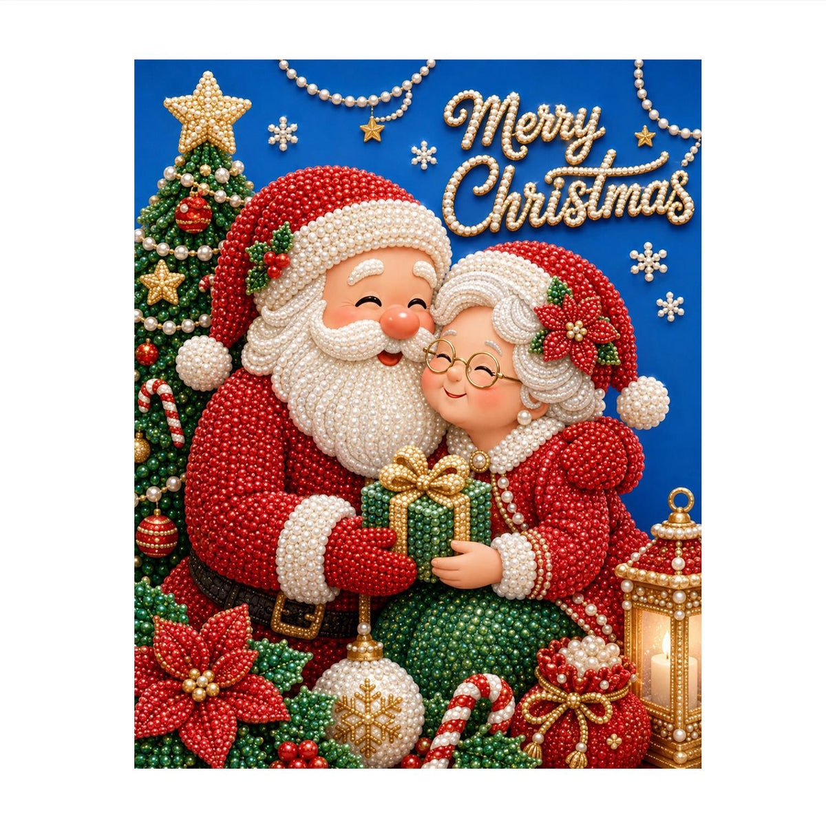 Santa and Mrs. Claus Embrace pearl painting – image 11