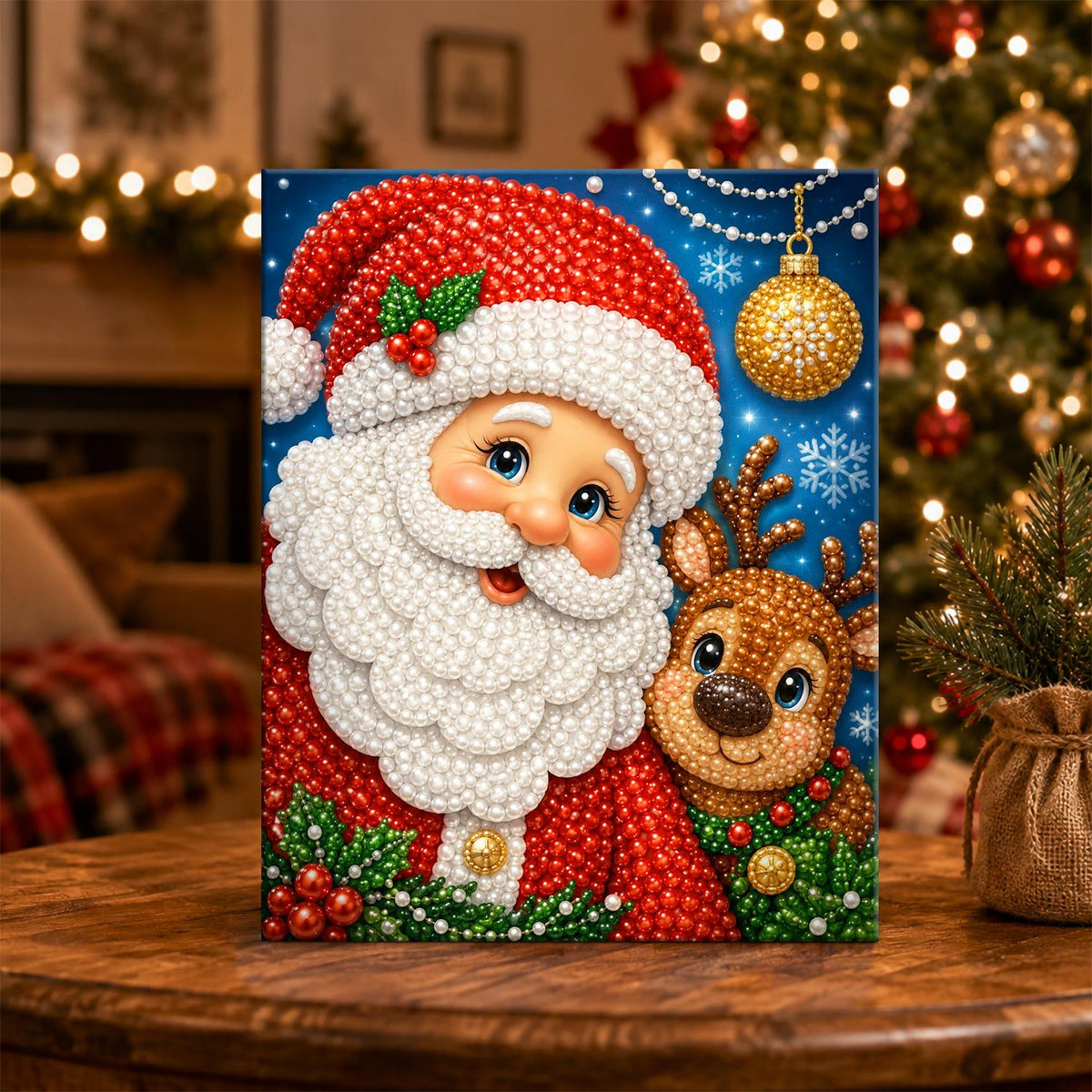 Jolly Santa and Reindeer Pal pearl painting – image 5