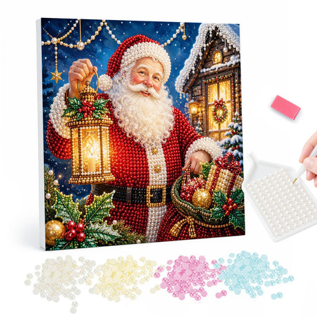 Santa Claus Christmas Cabin pearl painting – image 1
