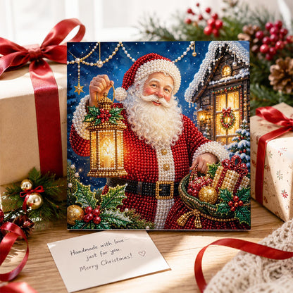 Santa's Lantern by the Cabin pearl painting – image 2