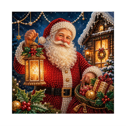 Santa's Lantern by the Cabin pearl painting – image 11