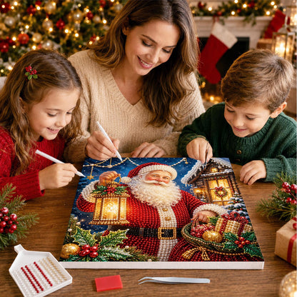 Santa's Lantern by the Cabin pearl painting – image 15