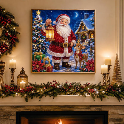 Santa's Moonlit Lantern Walk pearl painting – image 3