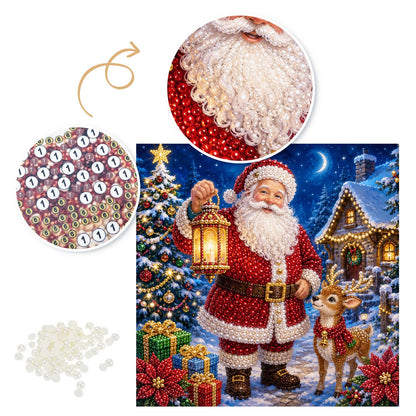 Santa's Moonlit Lantern Walk pearl painting – image 6