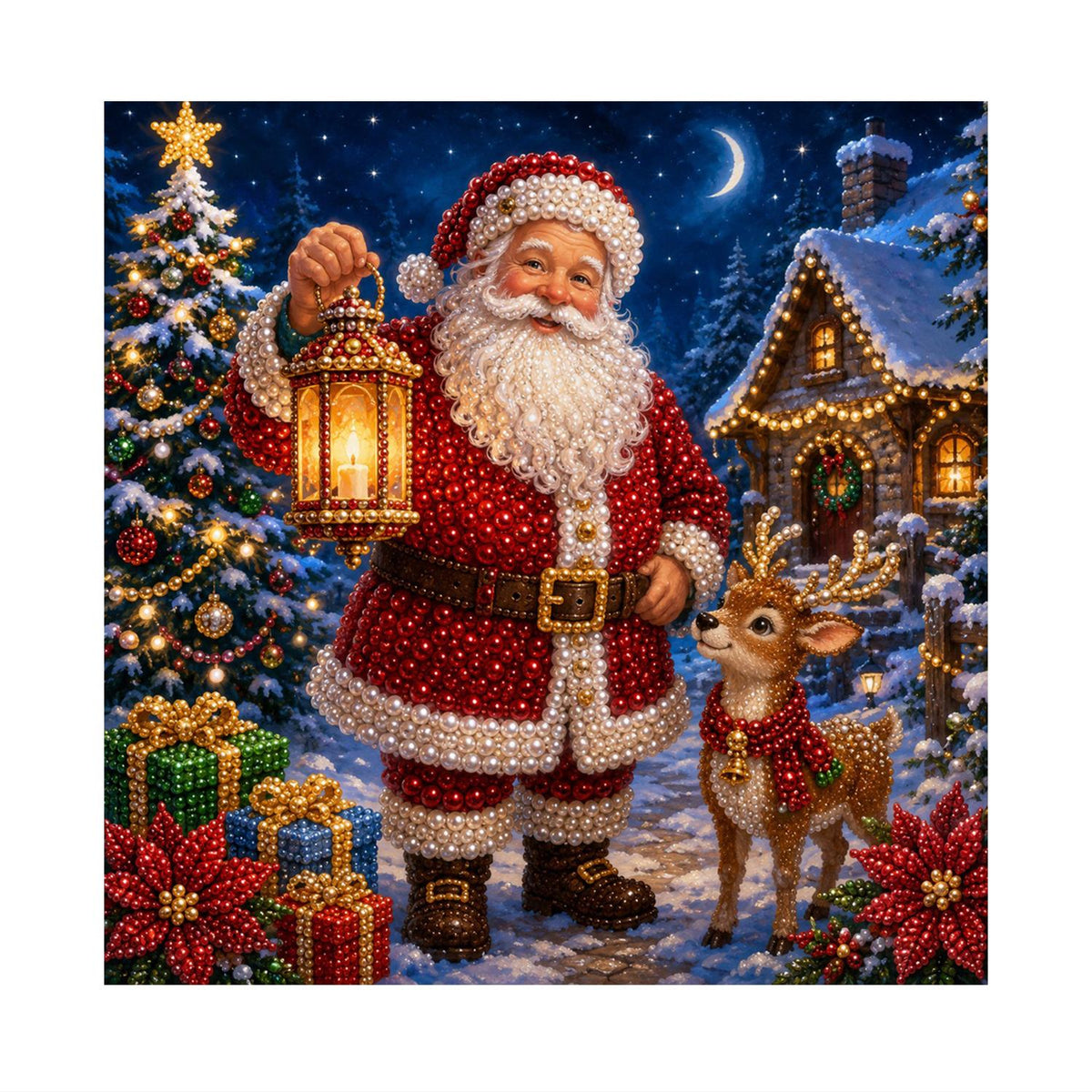 Santa's Moonlit Lantern Walk pearl painting – image 11