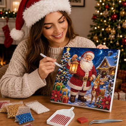 Santa's Moonlit Lantern Walk pearl painting – image 16
