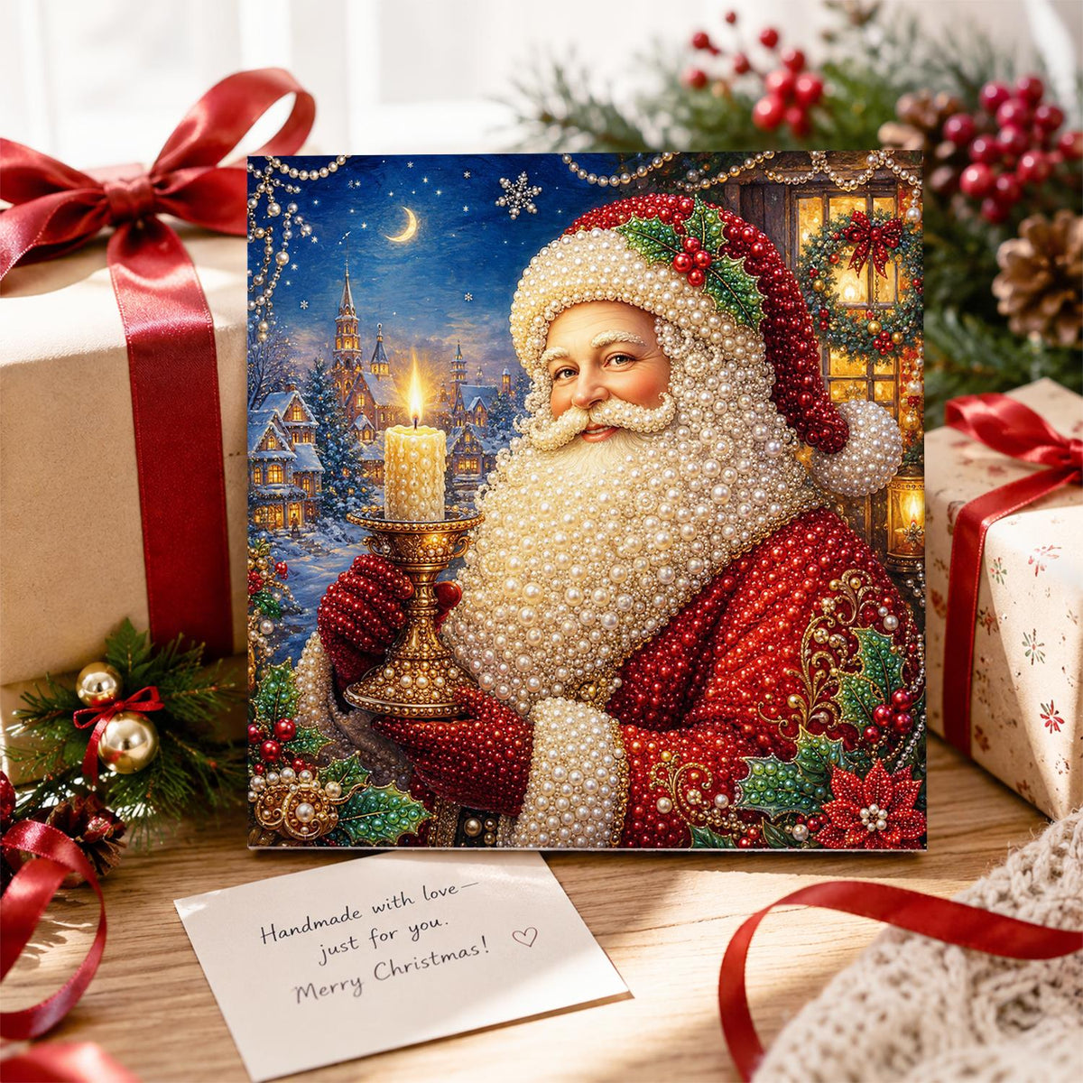 Santa's Candlelit Night pearl painting – image 2