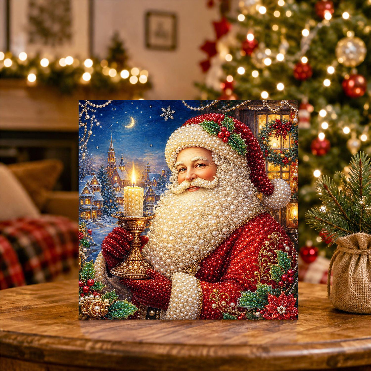 Santa's Candlelit Night pearl painting – image 5