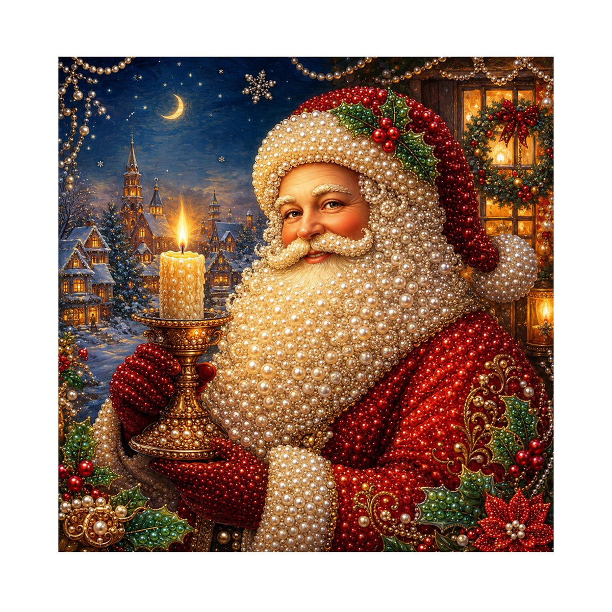 Santa's Candlelit Night pearl painting – image 11