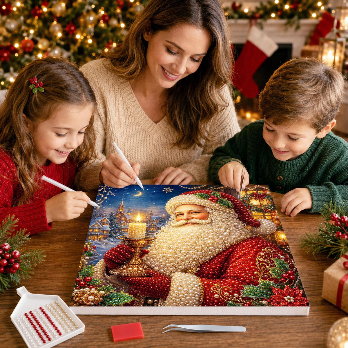 Santa's Candlelit Night pearl painting – image 15