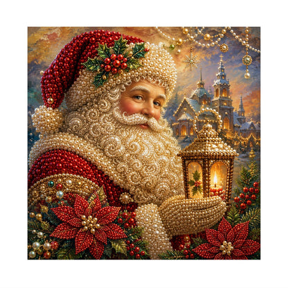 Santa's Poinsettia Lantern pearl painting – image 11