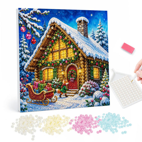 Christmas Cabin Pearl Painting Kit pearl painting – image 1