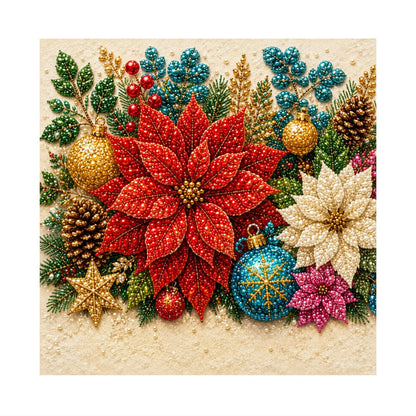 Red Poinsettia and Gold Baubles pearl painting – image 11