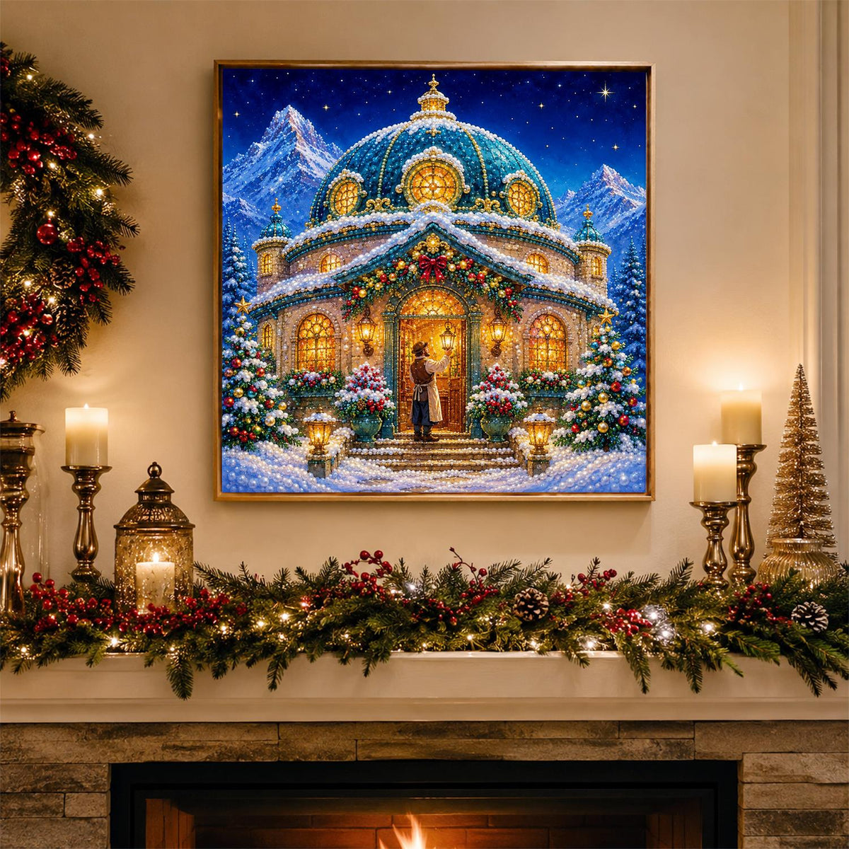 Domed Chapel in the Alps pearl painting – image 3