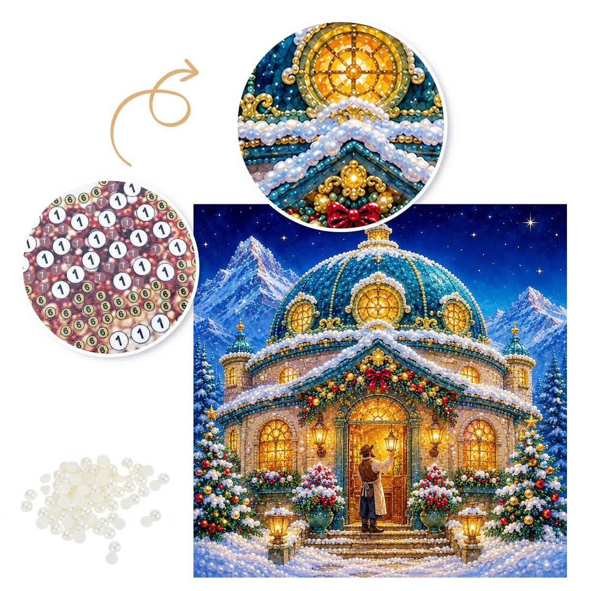 Domed Chapel in the Alps pearl painting – image 6