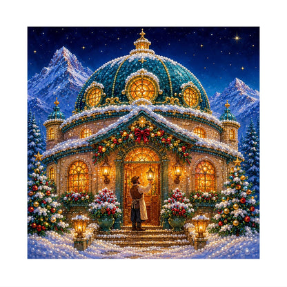 Domed Chapel in the Alps pearl painting – image 11