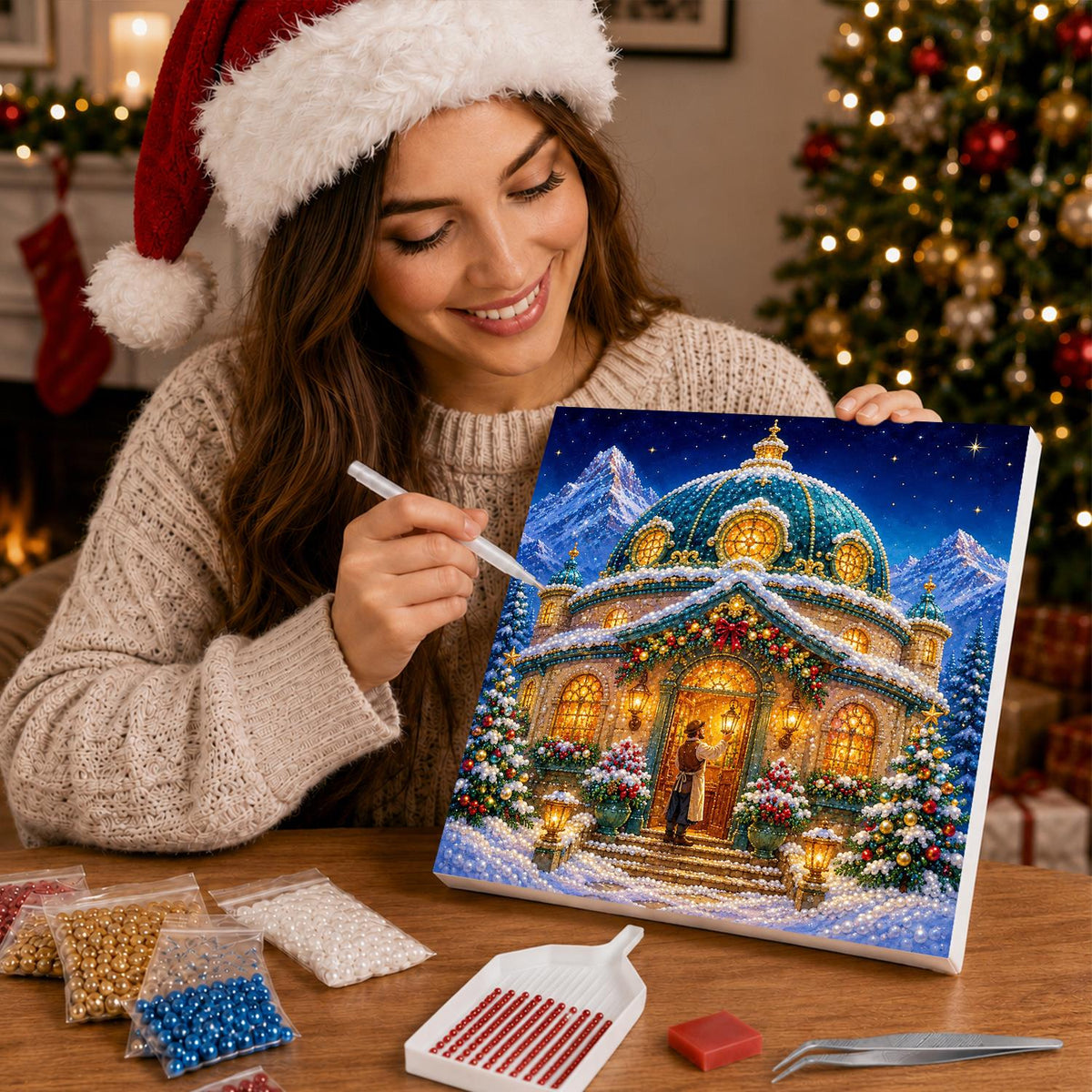 Domed Chapel in the Alps pearl painting – image 16