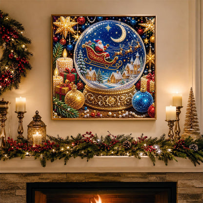 Santa's Sleigh in a Snow Globe pearl painting – image 3