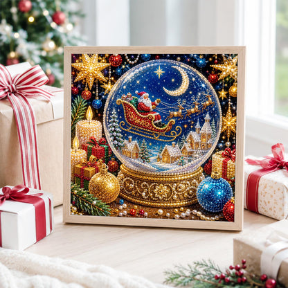 Santa's Sleigh in a Snow Globe pearl painting – image 4