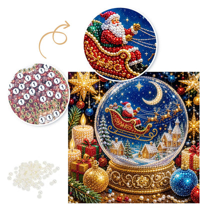 Santa's Sleigh in a Snow Globe pearl painting – image 6