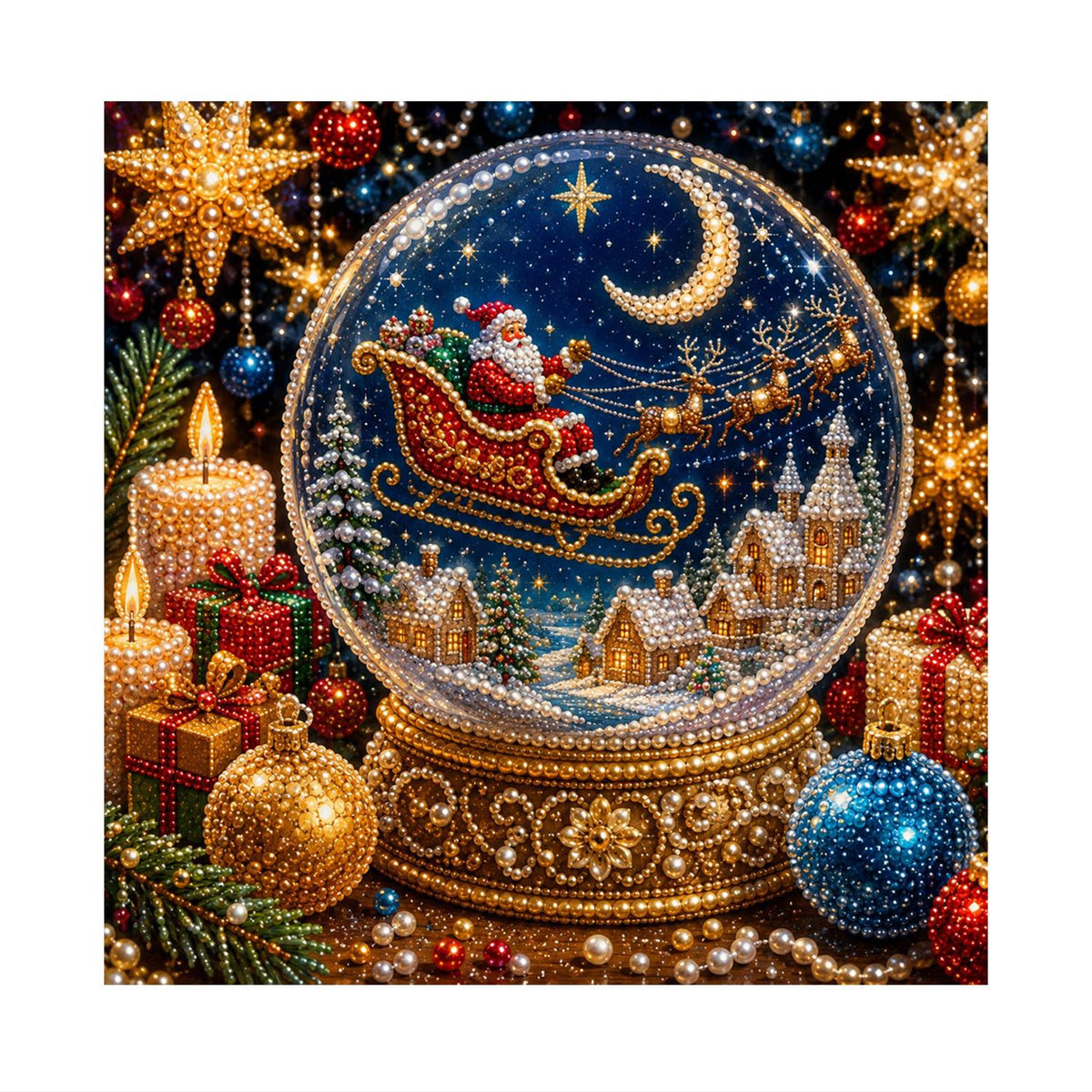 Santa's Sleigh in a Snow Globe pearl painting – image 11