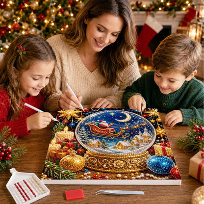 Santa's Sleigh in a Snow Globe pearl painting – image 15