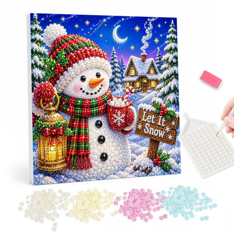 Christmas Snowman and Let It Snow pearl painting – image 1