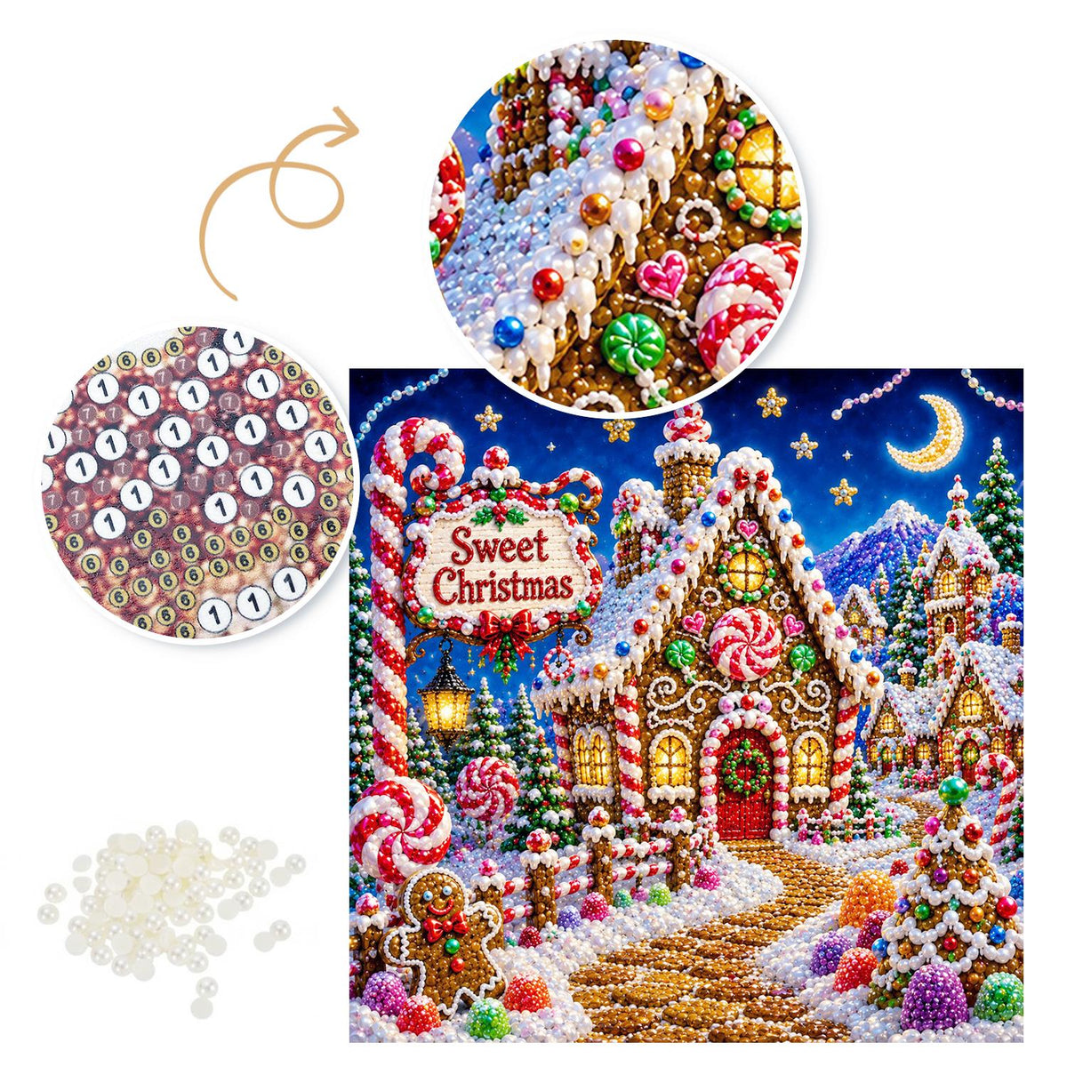 Gingerbread House Candy Lane pearl painting – image 6