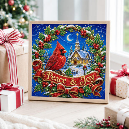 Cardinal in a Holly Wreath pearl painting – image 4