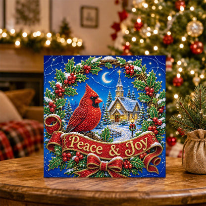 Cardinal in a Holly Wreath pearl painting – image 5