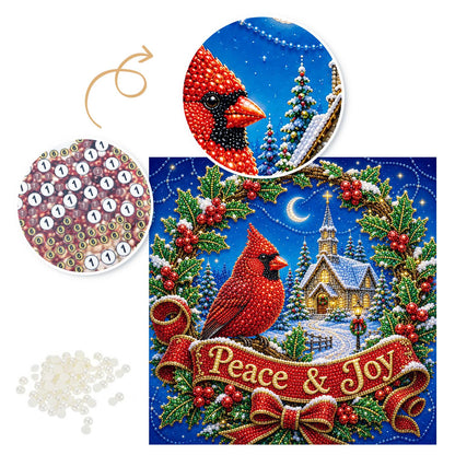 Cardinal in a Holly Wreath pearl painting – image 6