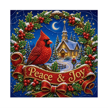 Cardinal in a Holly Wreath pearl painting – image 11