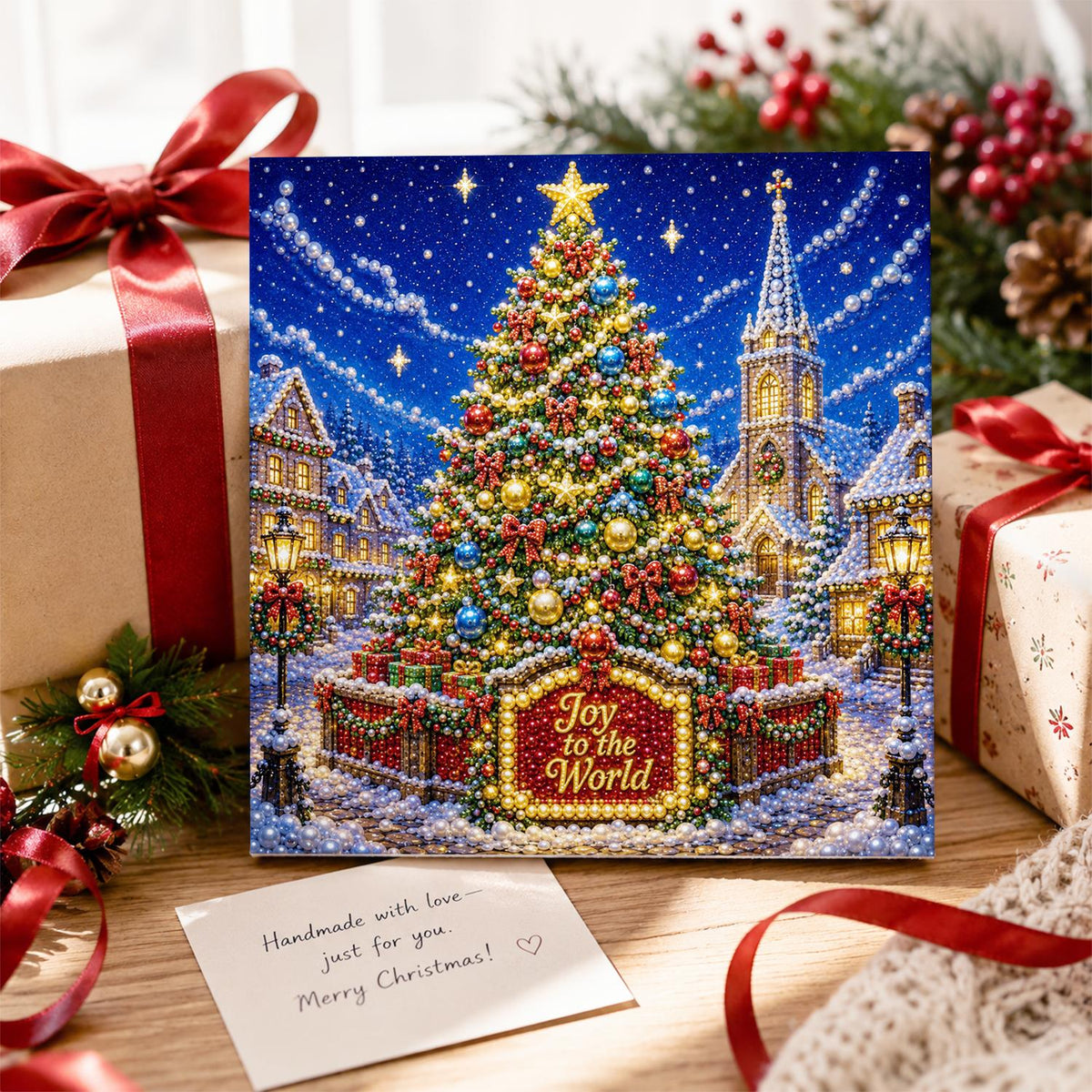 Village Square Christmas Tree pearl painting – image 2