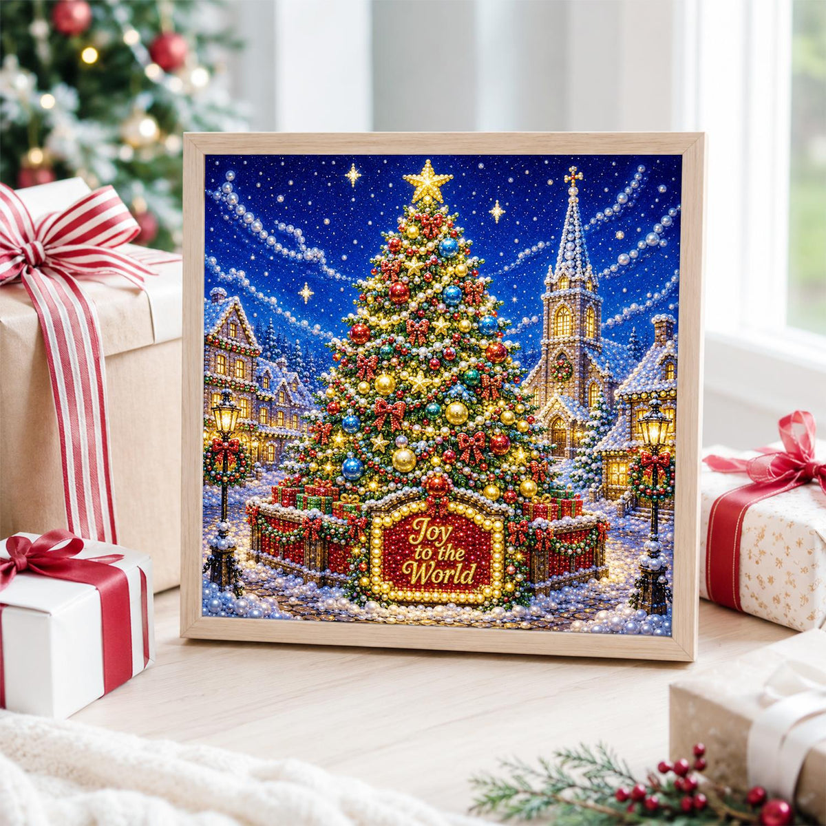Village Square Christmas Tree pearl painting – image 4