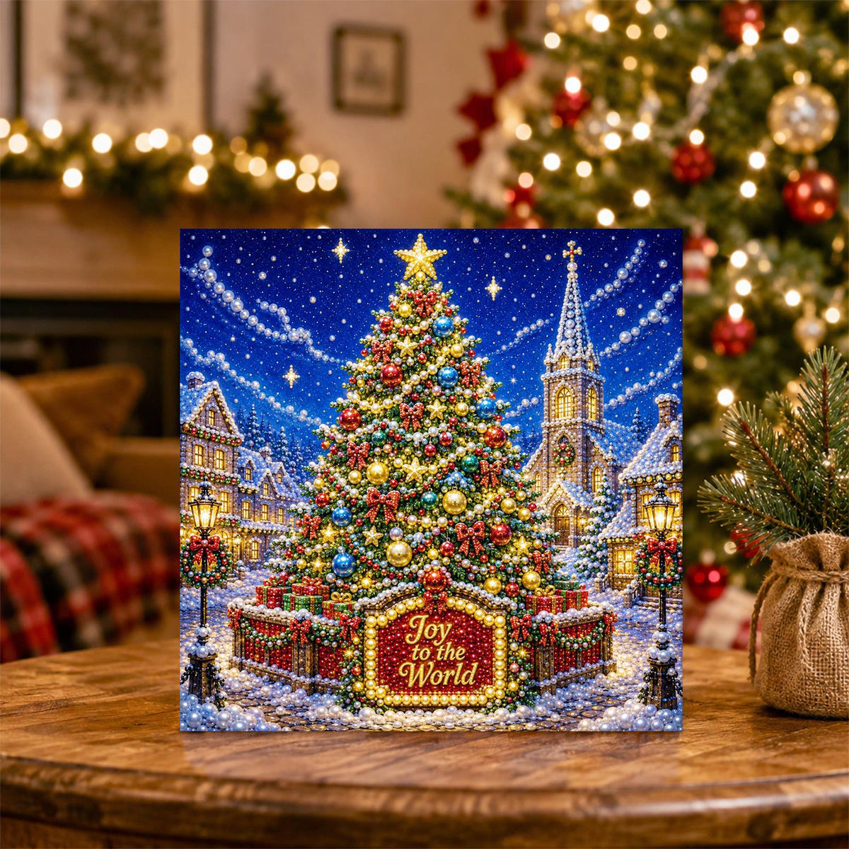 Village Square Christmas Tree pearl painting – image 5