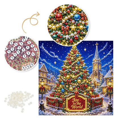 Village Square Christmas Tree pearl painting – image 6